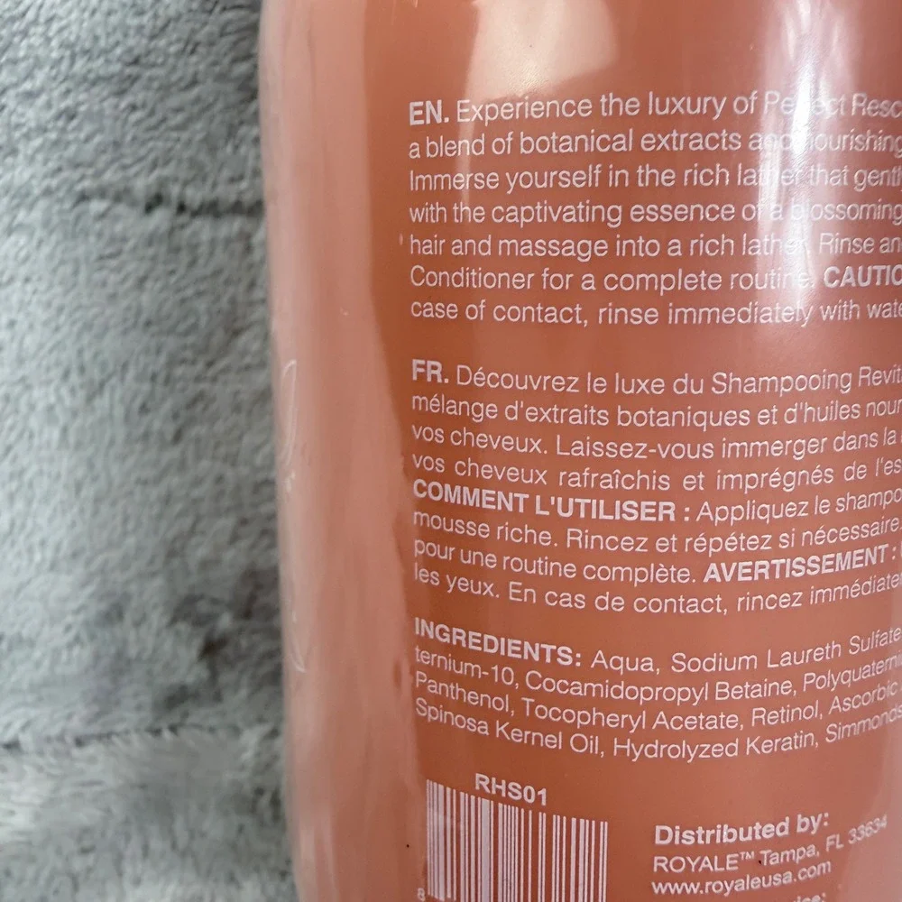 Royale Hair Rescue Perfect Rescue Revitalizing Shampoo 8.45oz Argan Oil Keratin